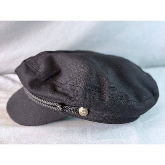 Brixton Fiddler Cap Fisherman Newsboy Hat Black Size S Lined Herringbone BU0048 - Picture 6 of 10